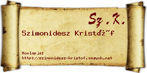 Szimonidesz Kristóf névjegykártya